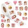 500PCS Cute Jesus Loves You Stickers Roll, Jesus Loves You Favors Birthday Decorations Waterproof Stickers for Water Bottle Laptop Luggage Envelope