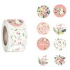 500Pcs Flower Stickers Rolls 1in Waterproof Peony Sticker Roll 8 Design Pink Peony Self-Adhesive Stickers for Invitations Cards Gifts Scrapbook Journal Envelope Decorations