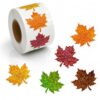 500Pcs Glitter Maple Leaf Sticker Roll for Fall Thanksgiving Decorations