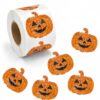 500Pcs Glitter Pumpkin Sticker Roll for Halloween Fall Decorations
