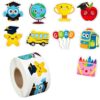 500Pcs Graduation Cap Cartoon Stickers Roll 1.5in Grad Hat Paper Decal 8 Design Cute Envelope Seal Stickers for Teacher Classroom Reward College High School Graduate Congrats Grads Gift Tags Supplies