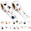 500 Pcs Halloween Ghost Stickers Roll, 2 Rolls 16 Spooky Designs Self Adhesive Labels for Goodie Bags Party Favors, Trick or Treat, Scrapbooking, Classroom Rewards, Halloween Party Decorations