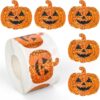 500Pcs Halloween Stickers Roll 1.2in Holographic Pumpkin Decals