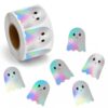 500Pcs Holographic Ghost Sticker Roll for Halloween Party Decorations