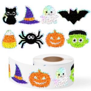 500Pcs Holographic Halloween Stickers Roll Bulk Glitter DIY Crafts for Kids