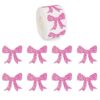 500Pcs Pink Glitter Bow Stickers Roll 1.5 in Holographic Labels Sticker