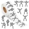 500PCS Skeleton Stickers Roll, Dancing Skeleton Favors Decorations Waterproof Stickers for Halloween Party Supplies