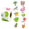 500 Pcs Summer Stickers Roll 1in Sandy Beach Theme Self Adhesive Waterproof Cartoon Sticker for Water Skateboard Laptop Bike Phone Case Suitcase Scrapbook Journal Envelope DIY Craft Decals
