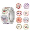 500Pcs Thank You Stickers Rolls 1in Waterproof Flower Heart Sticker Roll 8 Design Self-Adhesive Stickers for Invitations Cards Gifts Scrapbook Journal Envelope Decorations