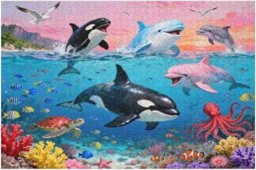 500 Piece Jigsaw Puzzle for Adults, Vibrant Underwater Ocean Landscape, Wooden Precision Cut Interlocking Pieces, Relaxing Learning Activity and Colorful Household Wall Decor, 20.5 x 15 Inch