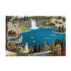 500 Piece Lake Waterfall Map Wooden Jigsaw Puzzle for Adults, Natural Scenic Map Puzzle, Challenging Leisure Game, Classic Stylish Home Wall Decoration