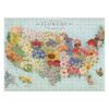 500 Pieces Vintage US Map Spring Floral Jigsaw Puzzle for Adults, Flower Art Puzzle, Relaxing Home Decor Gift for Women Moms 20.5x15in