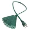 50 FT Outdoor Extension Cord, 14/3 SJTW Heavy Duty 3 Outlet Extension Cable, 3 Prong Grounded Tri-Tap Power Cord for Greenhouse, Lawn, Garden, Landscaping & Outdoor Equipment, Green
