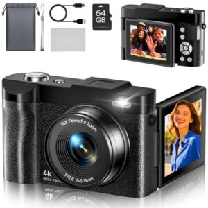 50MP Compact Photography Digital Camera with 32GB SD Card Kit, Black