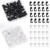 50pcs Clear Black Plastic Push Pins with Hooks for Cork Board Office Notice Board(Clear)
