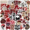 50PCS Downtown Girls Stickers, Red Aesthetic Stickers
