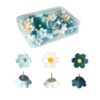 50 Pcs Flower Push Pins, Blue,Light Blue &White Plastic Thumb Tacks for Bulletin Board, Cute Floral Drawing Pins for Cork Board, Map, Wall, Office, School, and Home Decor (Multi-Color)