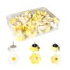50 Pcs Flower Push Pins, Yellow&White&Apricote Plastic Thumb Tacks for Bulletin Board, Cute Floral Drawing Pins for Cork Board, Map, Wall, Office, School, and Home Decor (Multi-Color)