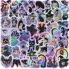 50Pcs Holographic Witch Dark Cat Sticker.Colourful-S3