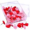 50 Pcs Metal Heart Push Pins Red Pink Thumb Tacks for Cork Board Home