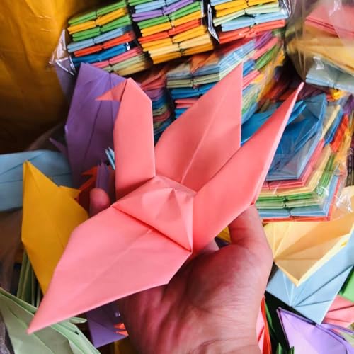 50PCS Premade Origami Paper Cranes 25CM/10" Paper Made Folded Big Size Origami Cranes Handmade 1000 Japanese Cranes DIY Mobile String Garland for Wedding Party Favor Table Centerpieces