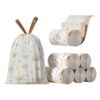 50Pcs Trash Bags Small Bear & Floral Print –Bedroom trash can lining(4 Gal)