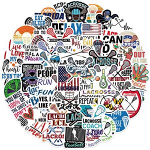50 Pieces Lacrosse Stickers, Lacrosses Vinyl Stickers for Water Bottle, Helmet, Laptop, Phone, Lacrosses Gifts, Ball Party Favors, Sport Stickers Lacrosse Decorations for Kids Teens Boy