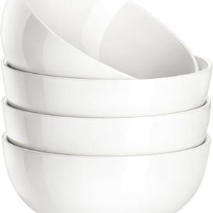 MALACASA 26 Oz White Ceramic Soup Bowls of 4, Cereal Bowls for Kitchen