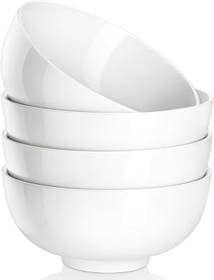 MALACASA 26 Oz White Ceramic Soup Bowls of 4, Cereal Bowls for Kitchen