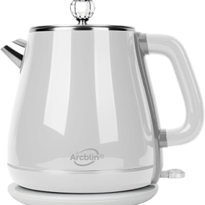 Electric Kettle 1.8L, Arcblin Retro Electric Tea Kettle for Boiling Water, 1350W Fast Boil, Stainless Steel Interior, BPA Free, Automatic Shut Off, Boil-Dry Protection, Pearl White