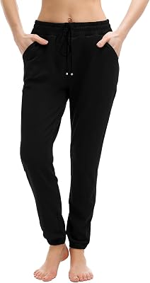 Walifrey Joggers with Pockets, Drawstring Sweatpants Women | Soft breathable fabric, Adjustable waist, 2 Deep side pockets, Cuffed ankles, Great for Lounging Jogging Workout & Gym