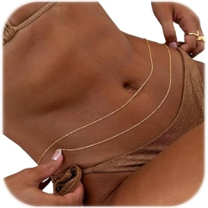 FANDY 2Pcs Gold Body Chain for Waist