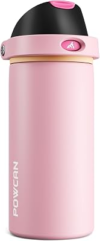POWCAN 18 oz Insulated Water Bottle for Women: 2-in-1 Push-Button Spout & Quick-Flip Straw, Leakproof, Cold 24Hrs, Fits Car Cup Holder, Stainless Steel Cup for Sports, Camping, Gift (Polka Whimsy)