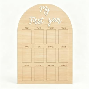 My First Year Photo Frame,wooden 12 month picture frame for baby first year, t 2×3 Inch Picture Holder With Hang Hooks, Desktop Display For Infant 0-12 Months, Birthday Party, Baby Birthday Keepsake Gift
