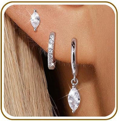 EATHAREEL 3 pairs Hoop Earring Set for Women