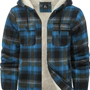 ZITY Mens Flannel Hooded Jacket