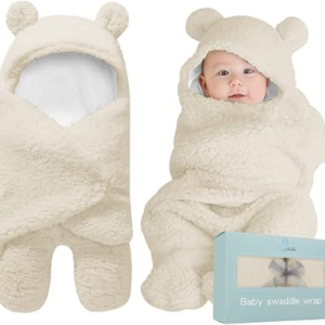 BlueMello Baby Swaddle Blanket | Ultra-Soft Plush Essential for Infants 0-6 Months | Receiving Swaddling Wrap Beige | Ideal Newborn Registry and Toddler Boy Accessories | Perfect Baby Girl Shower Gift