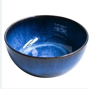 1Pcs 2400ml Super Big Salad Bowl Ceramic Blue Big Deep Capacity Bowl