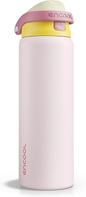 ENCOOL Leakproof Insulated Water Bottle with Straw Dual-Sip Water Bottle Bag-Safe Design for Work, Commute & Gym – Keeps Drinks Cold All Day, 32 oz, Blush Pink