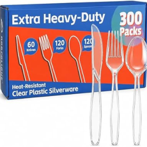 DEGRALIGHT 300 Count Extra Heavy Duty Plastic Silverware