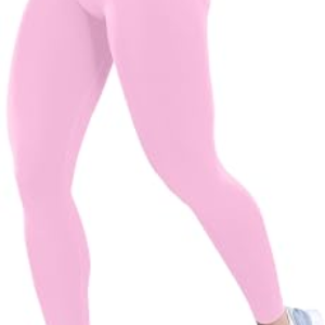 YOAKUKA Women’s Seamless Leggings High Waisted Compression Workout Leggings Tummy Control Yoga Pants Baby Pink