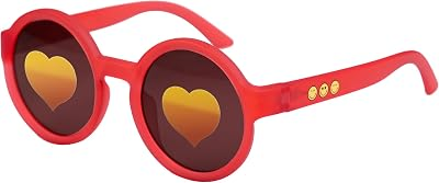 SMILEYWORLD Round Little Kids Sunglasses 3-5 Years Old, Safe Flexible Unbreakable Toddler Shades for Girls & Boys, UV400 Protection Summer Vacation Travel Essentials Eyewear, Raspberry Red