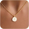 M MOOHAM Dainty 14K Gold Plated Enamel Mini Cross Necklace