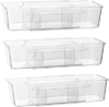 Hemompito Expandable Desk Drawer Organizer Bins with Removable Dividers, Clear & Durable BPA-Free PET Plastic, for Vanity, Kitchen, Bathroom, Office, and Bedroom Storage, 3-Pack