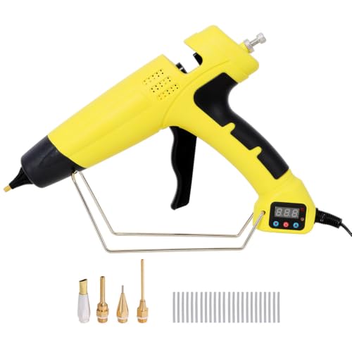 550W Industrial Hot Glue Gun Kit, Adjustable Temperature Hot Melt Glue Gun with Digital Display, 4 Anti-Drip Nozzles, 24 PCS 11mm Glue Sticks, High Temp Electric Glue Gun for Crafts, DIY & Repairs