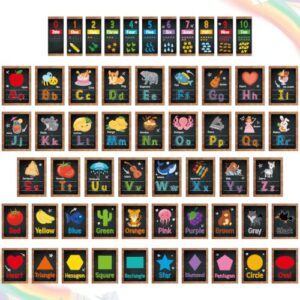 57 Pcs Alphabet for Classroom Wall ABC Alphabet Poster Letters Number line Colors Shapes Wall Chart Cards Bulletin Board Decorations for Back to School Classroom Decor(Chalk Blackboard)