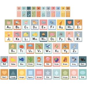 57 Pcs Alphabet for Classroom Wall ABC Alphabet Poster Letters Number line Colors Shapes Wall Chart Cards Bulletin Board Decorations for Back to School Classroom Decor(Bohemian)