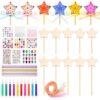 57pcs Star Princess Fairy Wands Kit,18 Wands 9 Stickers 20 Ribbons 10 pen