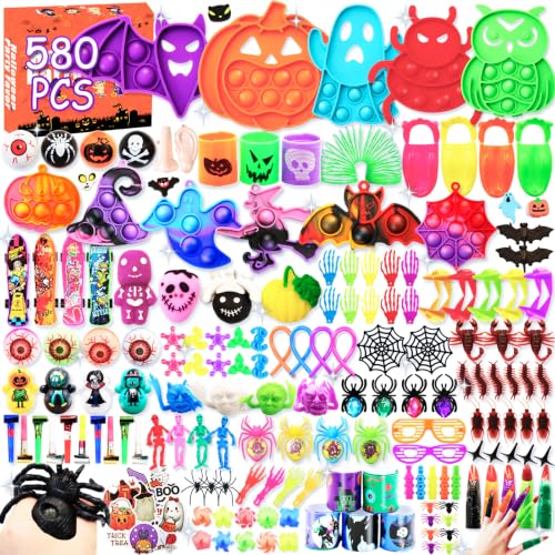 580Pcs Halloween Party Favors for Kids, Fidget Toys Bulk, Non Candy Trick-or-Treat, Treasure Box Toys for Classroom Prizes, Goodie Bag Stuffers Pinata Fillers, Carnival Birthday Prize Box Toy for Kids