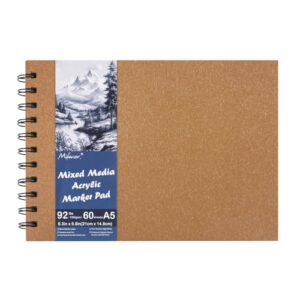 5.8x8.3in Sketch Book, 60Sheets Spiral Bound Notebooks, Bright White 92lbs/150gsm Acid-Free Drawing Paper for Painting,Sketching, Professional Sketch Pad for Artists, Beginners. BW-Orange Yellow